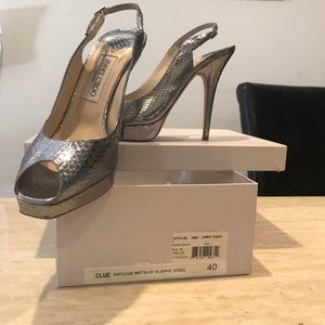 Jimmy choo metallic steel heels